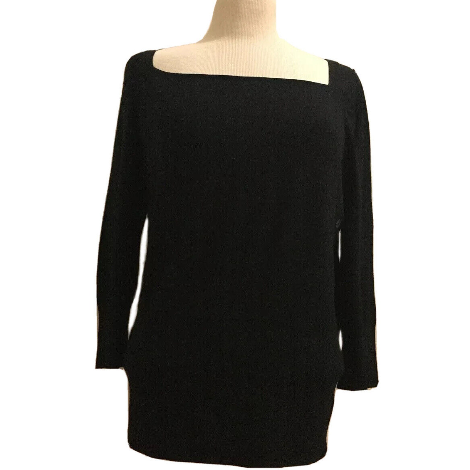 New York & Company Women's Size M Black Rayon Knit Long Sleeve Shirt Nwt $49.95